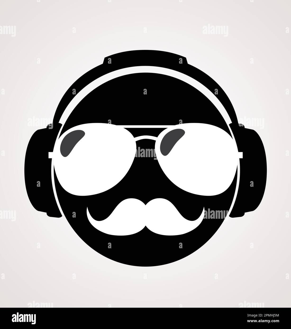 Men Dj Headphone. vector print illustration. Template Design. Podcast