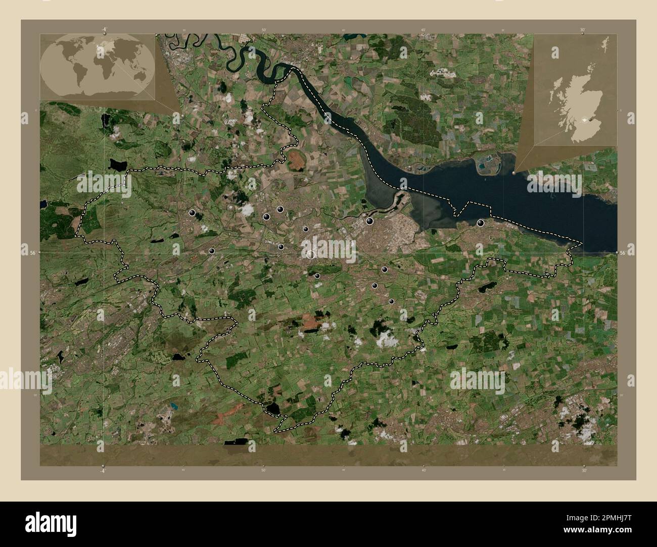 Falkirk, region of Scotland - Great Britain. High resolution satellite ...