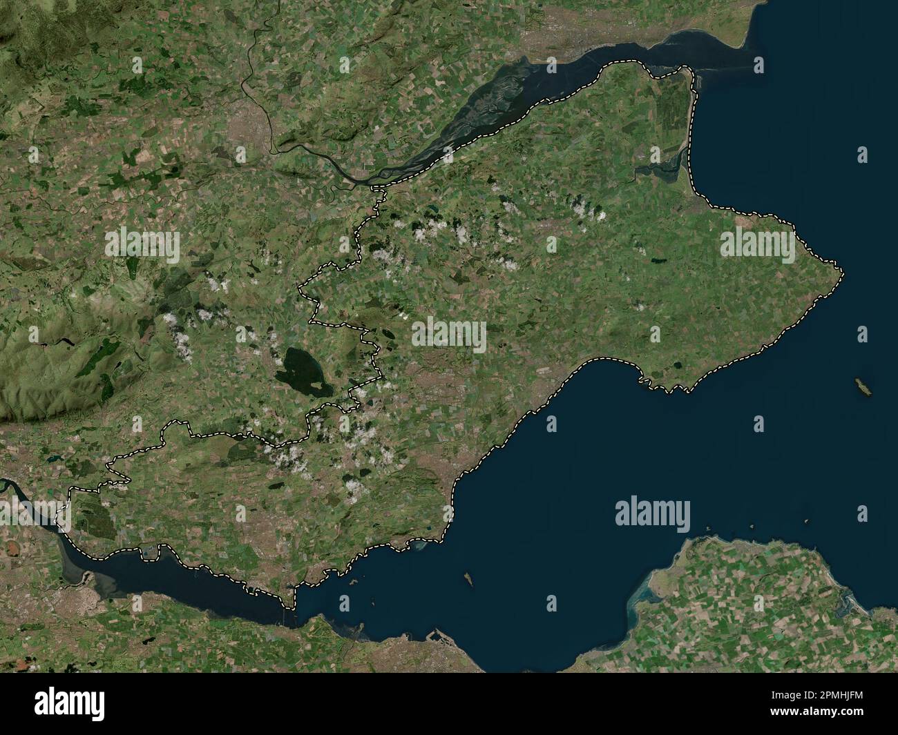 Fife, region of Scotland - Great Britain. High resolution satellite map Stock Photo