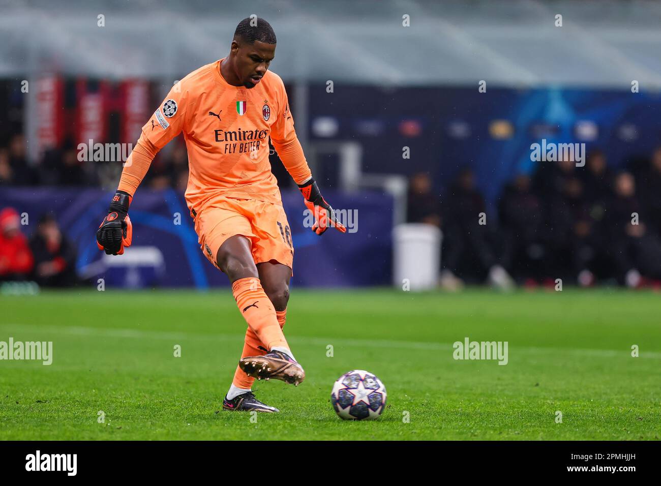 Mike Maignan of AC Milan in action during UEFA Champions League 2022/23 ...