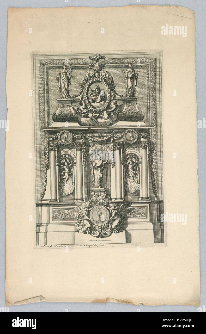 Print, Design for Tabernacle, from 'Tabernacles'; Print Maker: Jean Le Pautre (French, 1618–1682); etching on paper; 33.6 × 21.8 cm (13 1/4 × 8 9/16 in.) Stock Photo