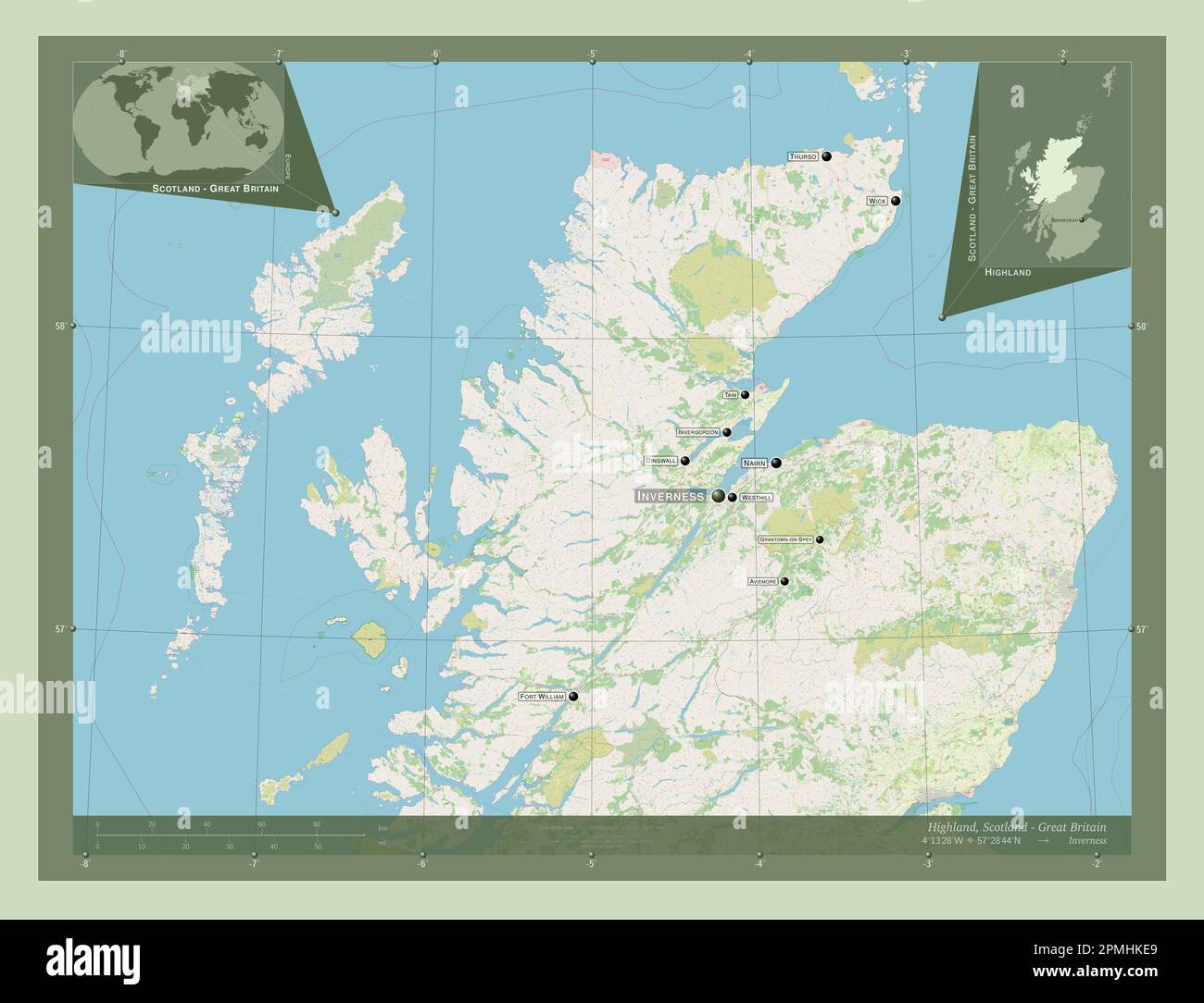 Highland, region of Scotland Great Britain. Open Street Map