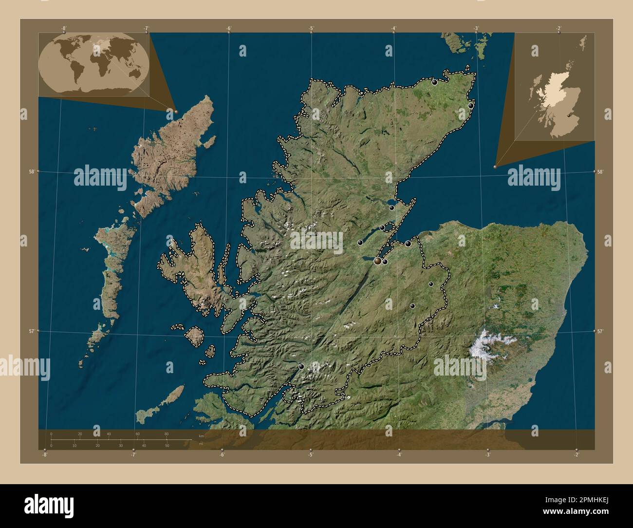 Highland, region of Scotland Great Britain. Low resolution satellite