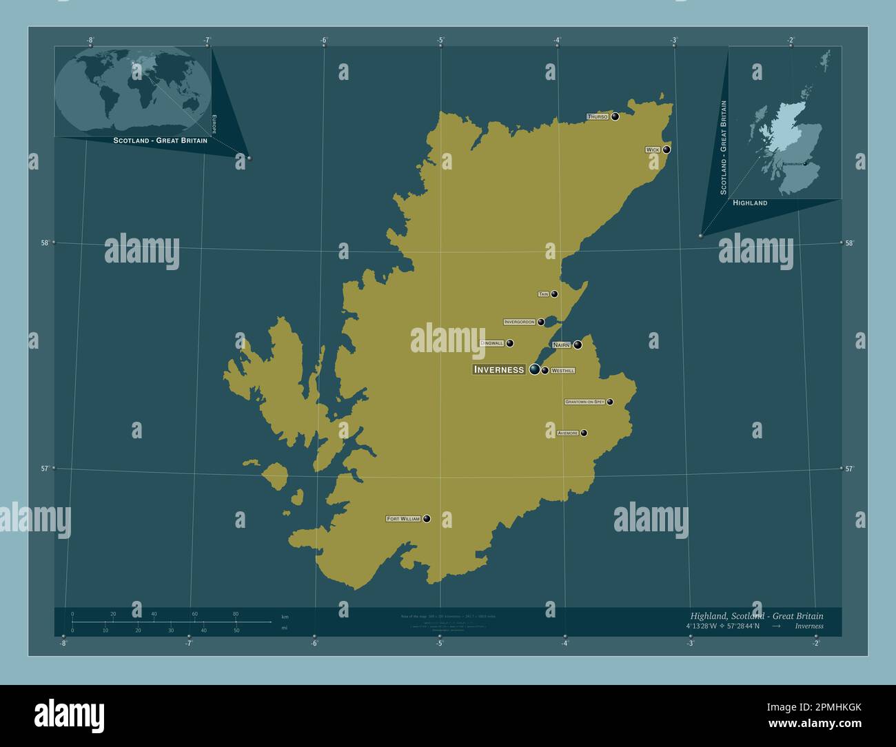 Highland, region of Scotland Great Britain. Solid color shape