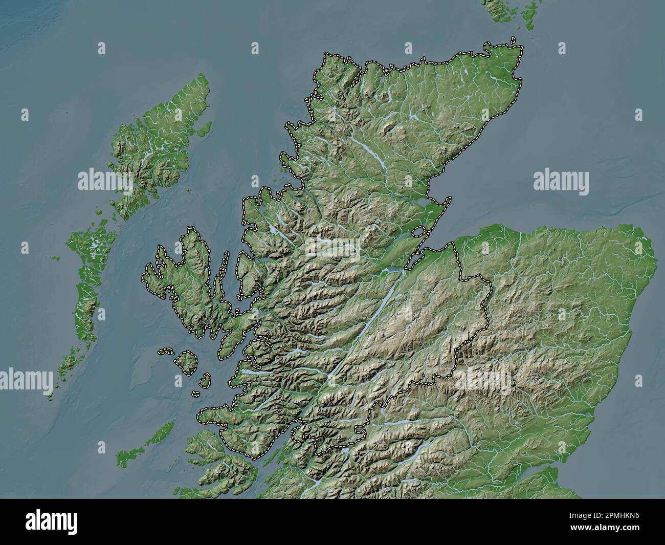 Highland, region of Scotland Great Britain. Elevation map colored in