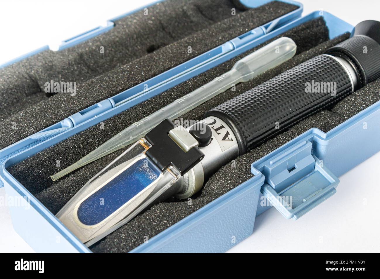 Refractometer used to measure the salinity level in marine aquarium