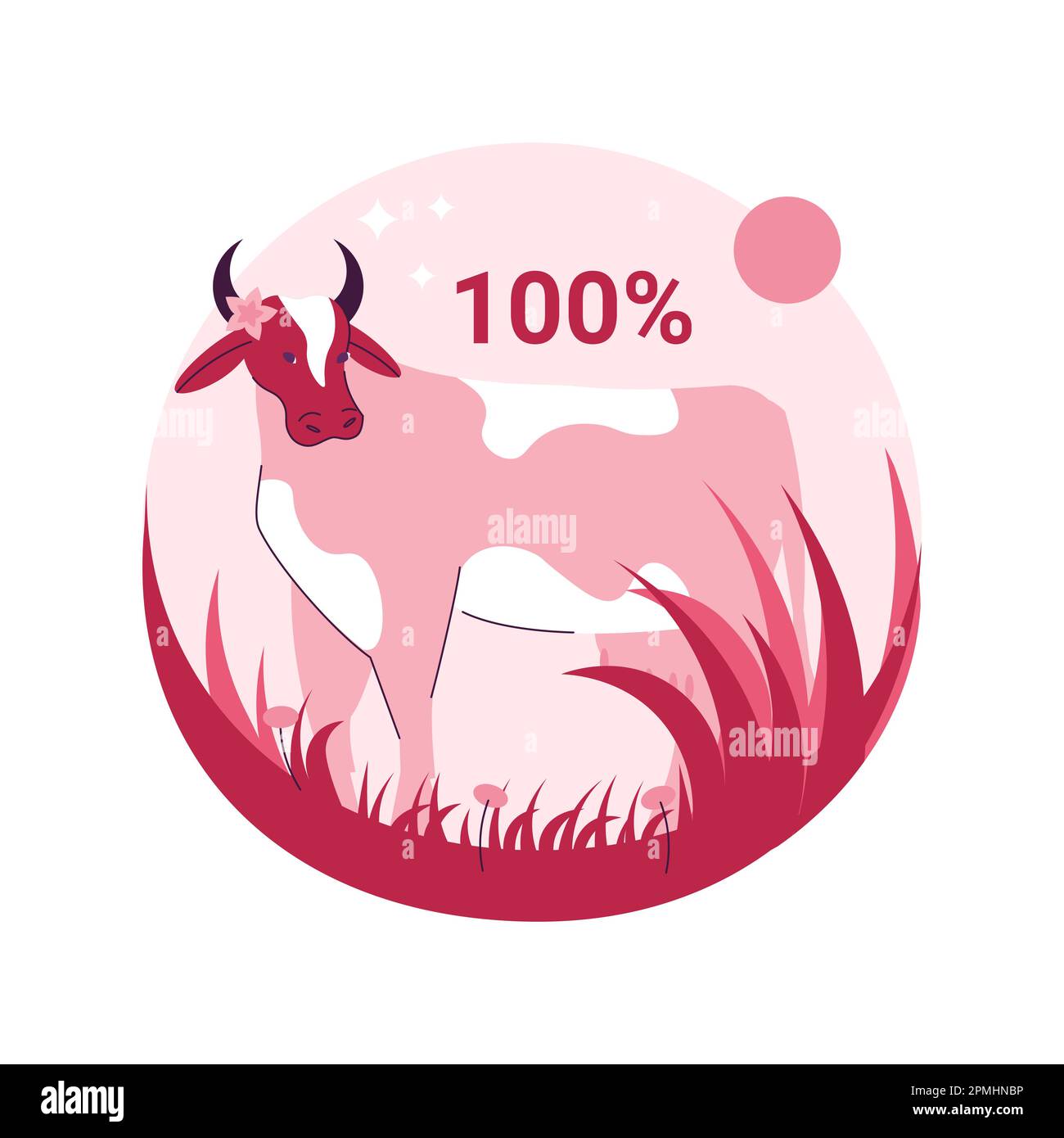 Grass fed beef abstract concept vector illustration. Grass-finished