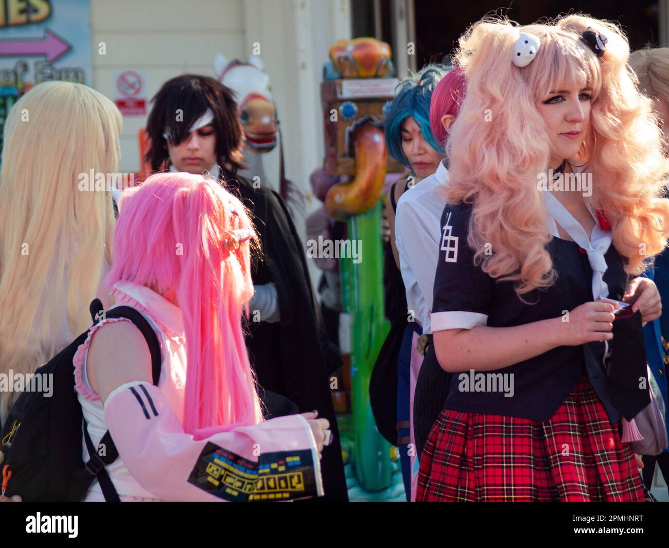 Enthusiasts for cosplay out and about in Brighton Stock Photo