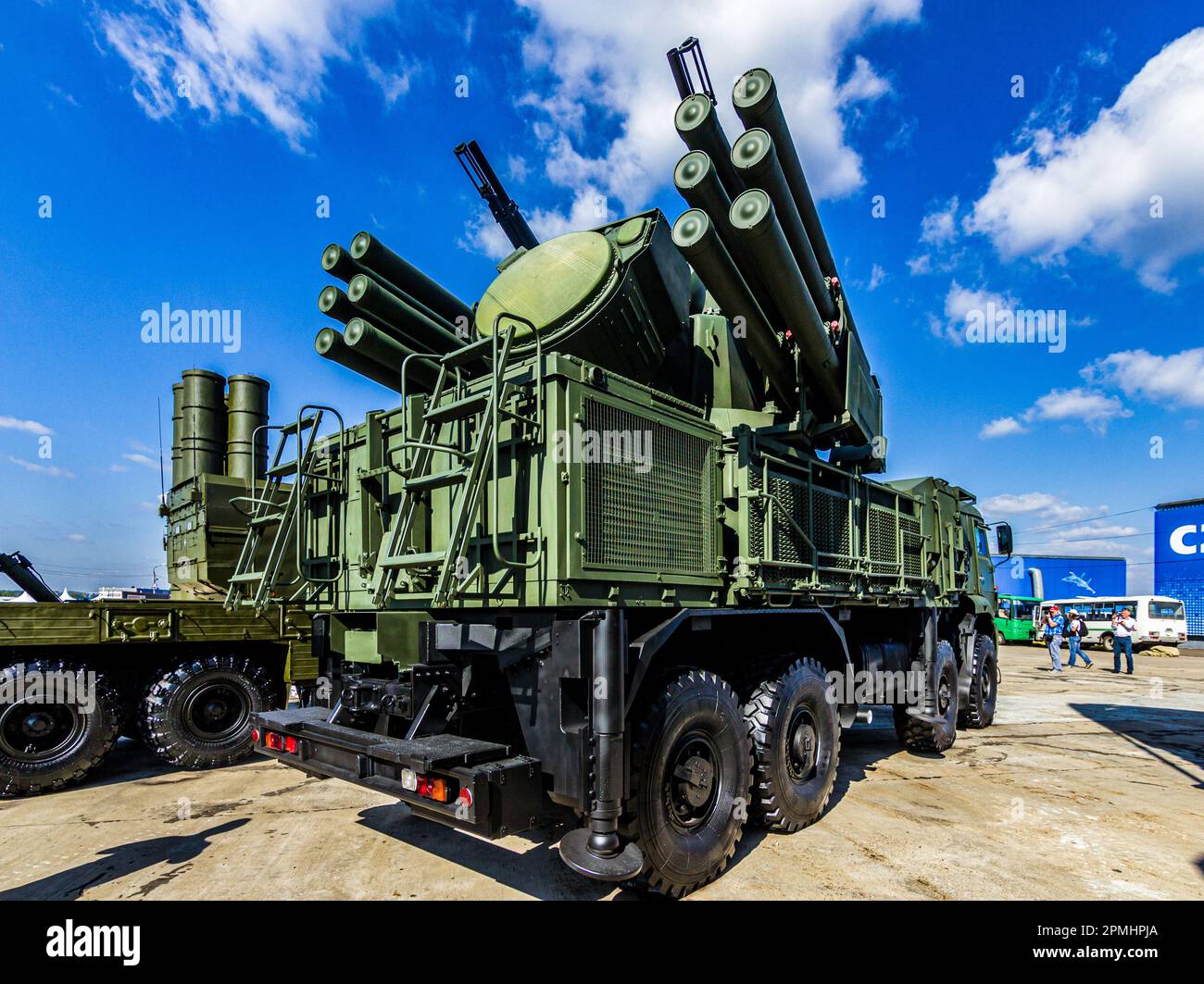 Self-propelled anti-aircraft missile and gun complex Pantsir-S1 of the Russian Army at the exhibition in Zhukovsky Stock Photo