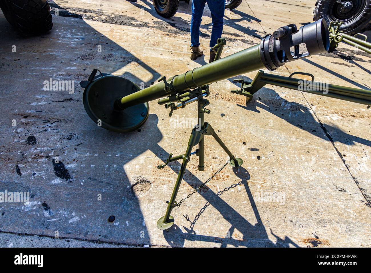 82-mm mortar complex 2B14 Podnos of the Russian army at the exhibition in Zhukovsky Stock Photo