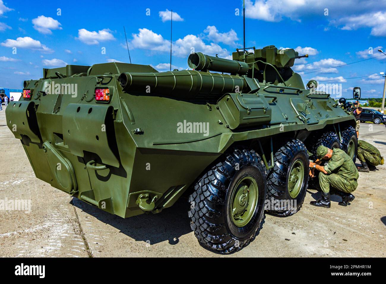 Combat wheeled amphibious armored personnel carrier BTR80 of the