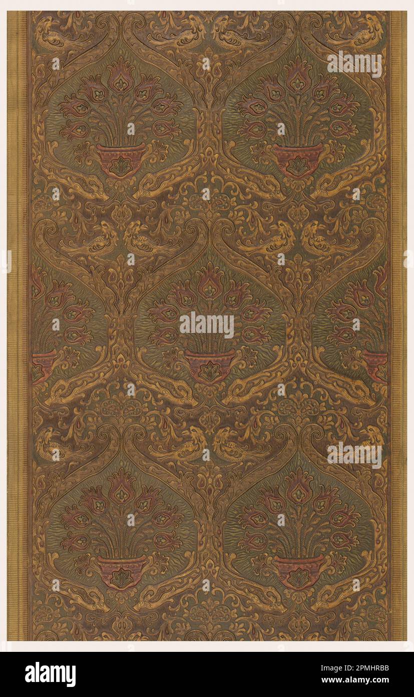 Sidewall (possibly USA); printed paper, embossed, hand-rubbed oil finish; Overall: 502.9 x 54 cm (16 ft. 6 in. x 21 1/4 in.) Stock Photo