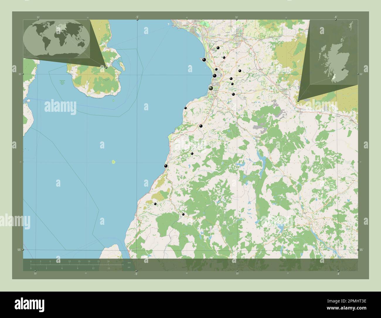 South Ayrshire, region of Scotland Great Britain. Open Street Map