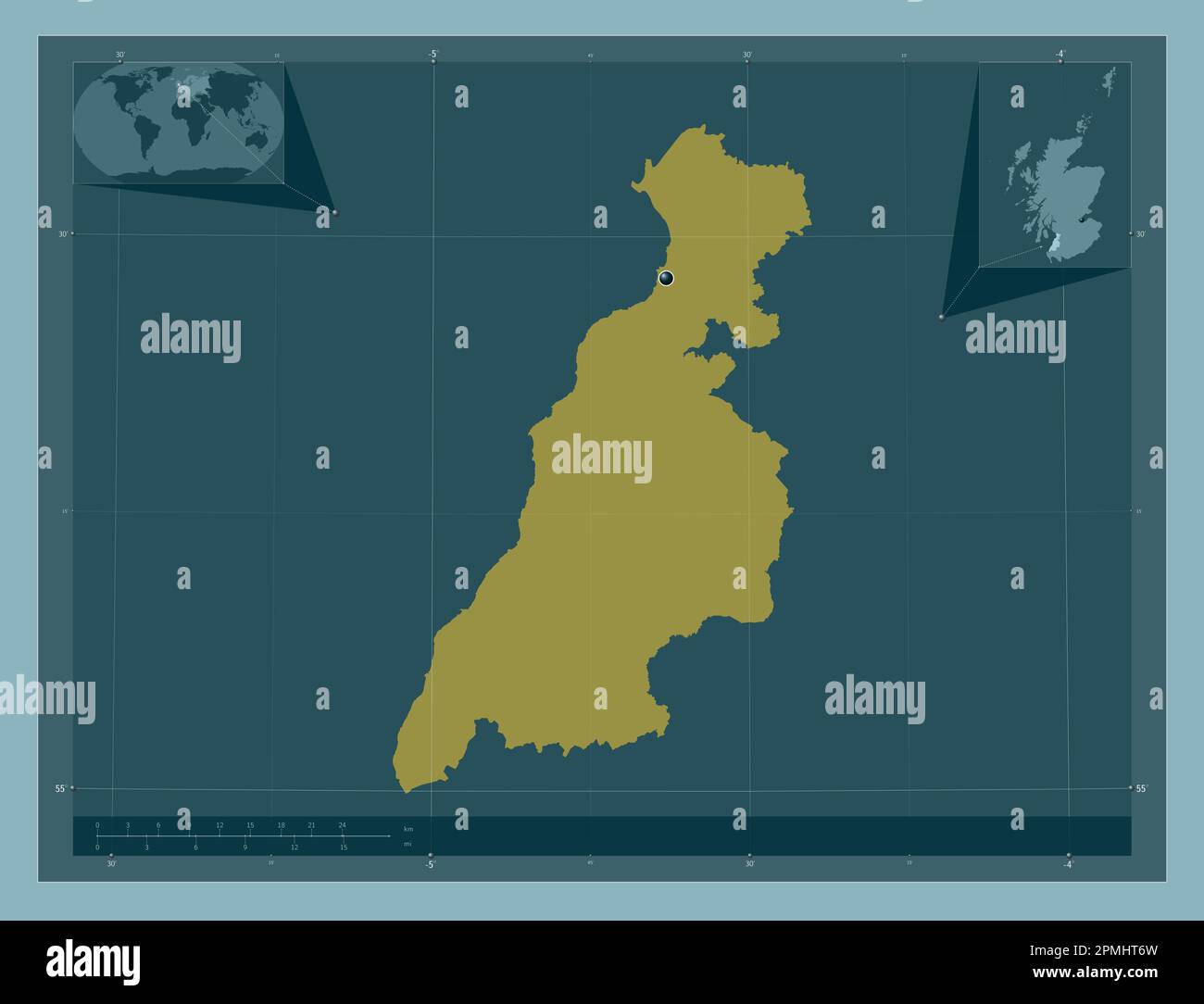 South Ayrshire, region of Scotland Great Britain. Solid color shape