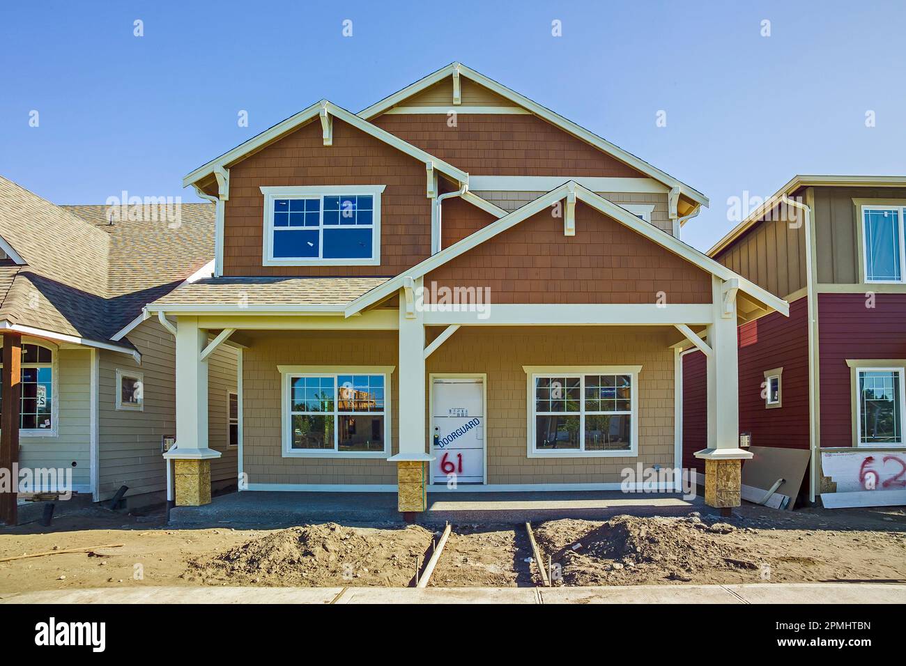 Exterior of a moderately priced house or home under construction. Stock Photo