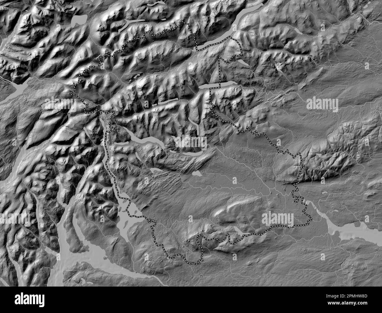 Stirling, region of Scotland - Great Britain. Bilevel elevation map ...