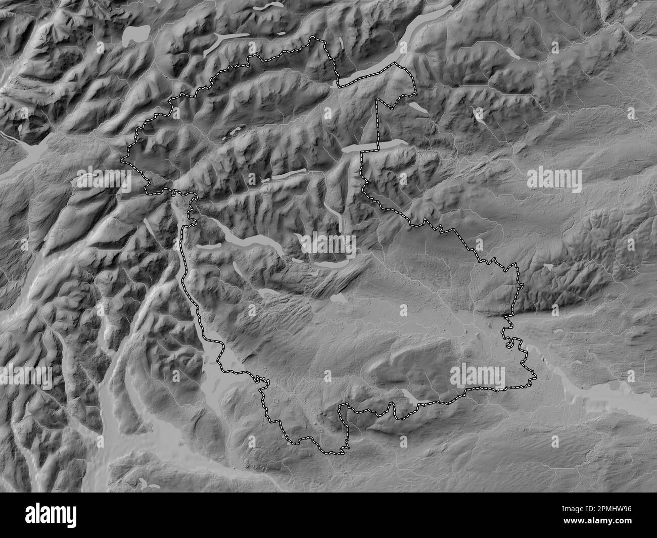 Stirling, region of Scotland - Great Britain. Grayscale elevation map ...