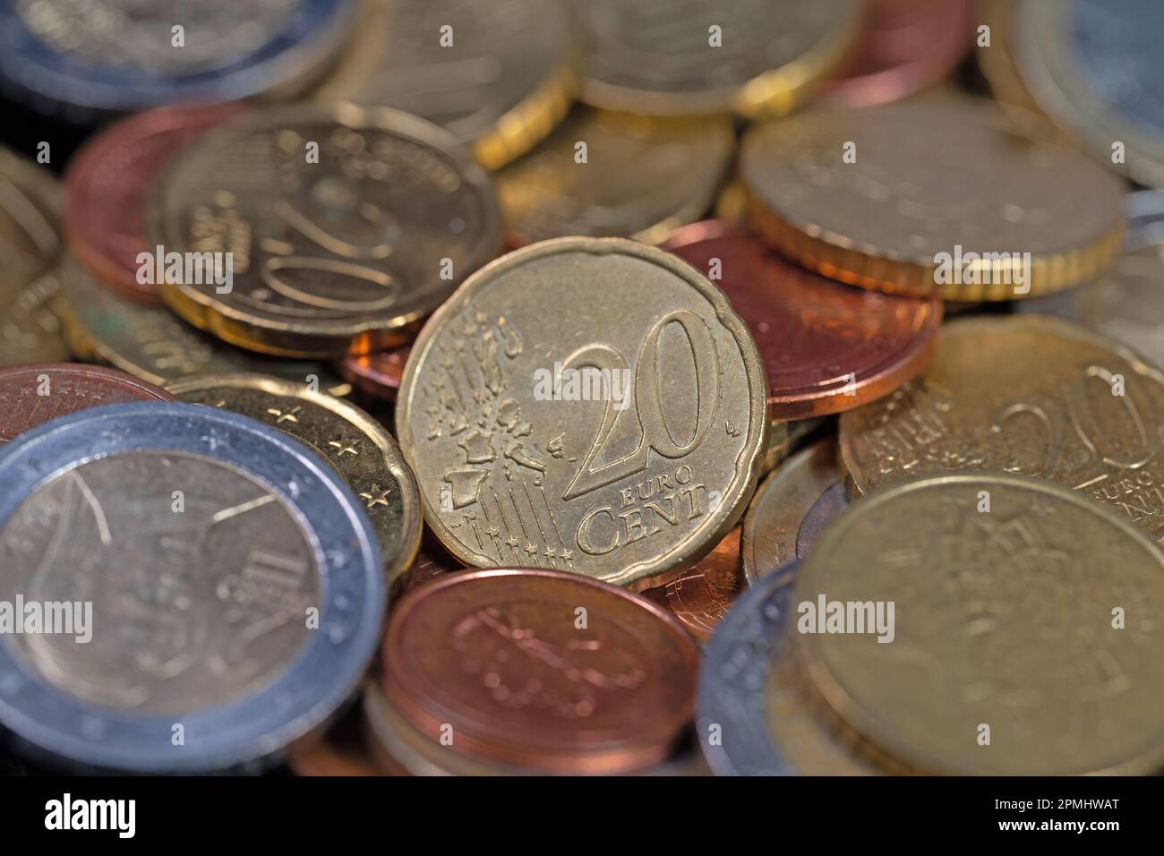 Euro coins in a closeup Stock Photo