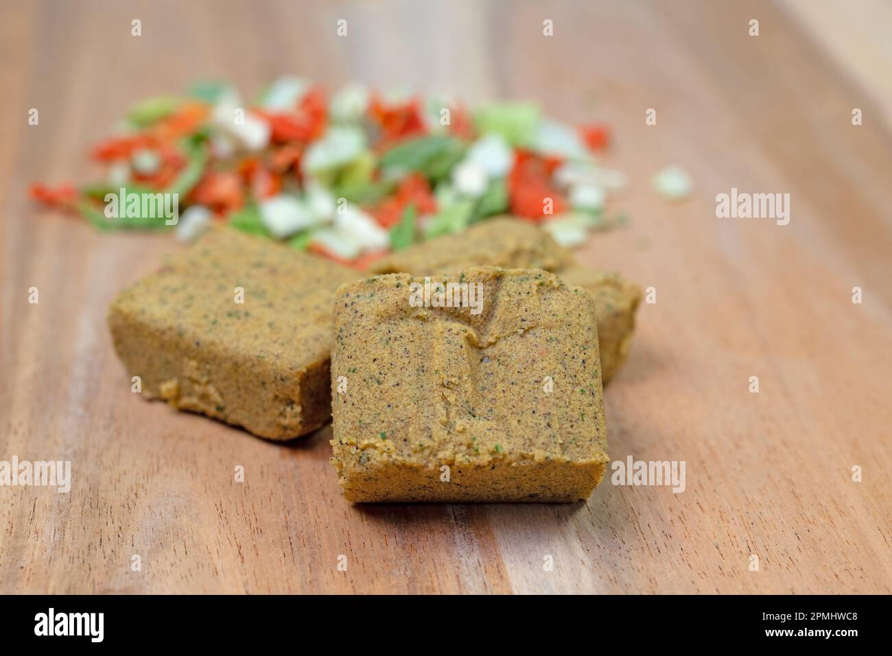 Vegetable bouillon, bouillon cubes in a closeup Stock Photo Alamy