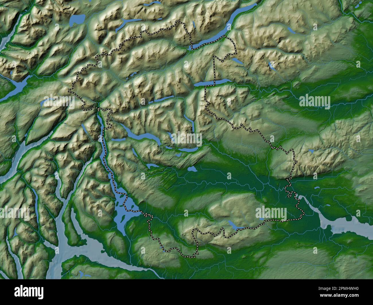 Stirling, region of Scotland - Great Britain. Colored elevation map ...