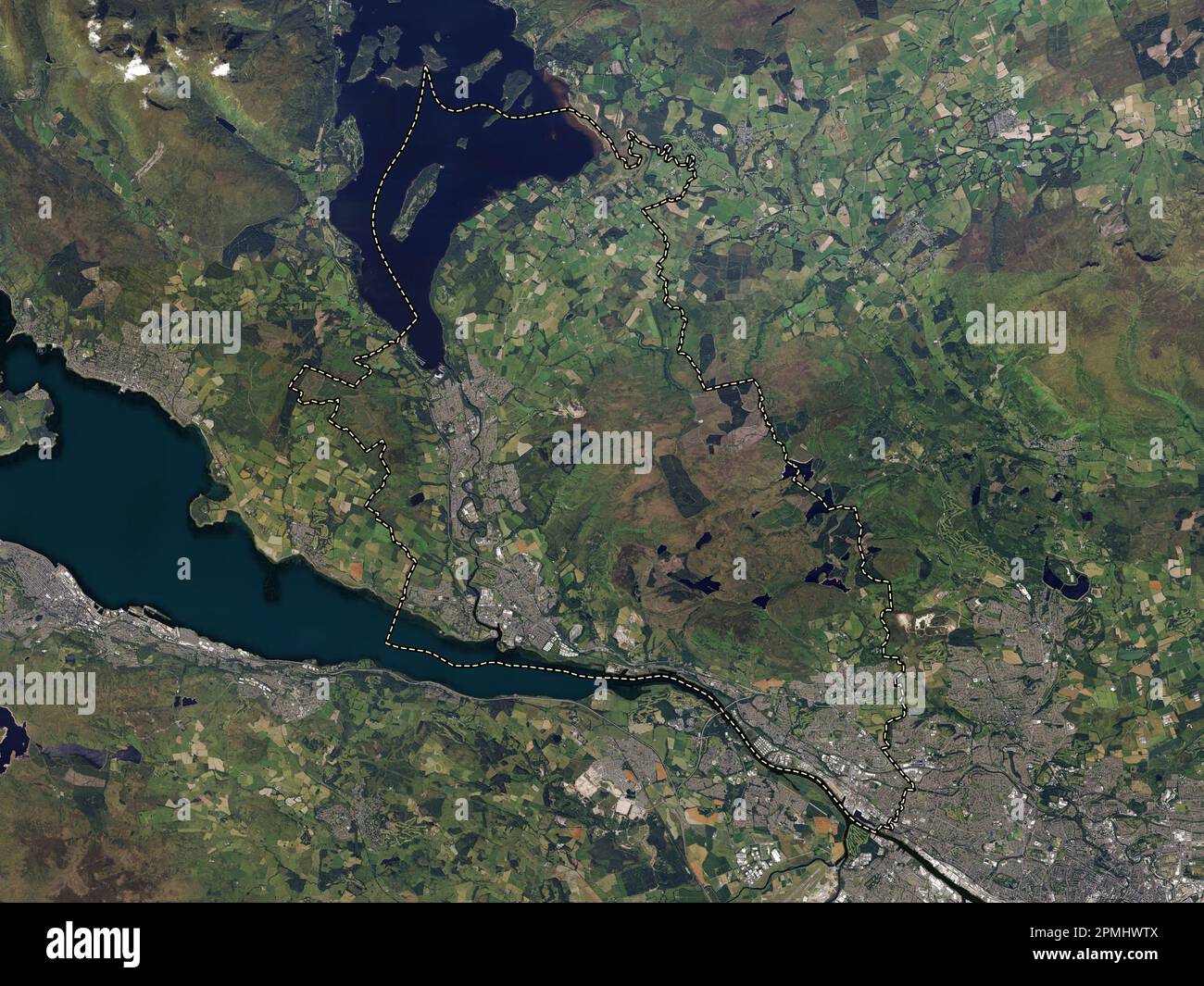 West Dunbartonshire, region of Scotland - Great Britain. High resolution satellite map Stock Photo