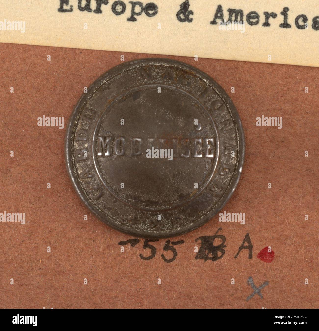 Button (France); tin plated sheet iron (?), brass shank Stock Photo Alamy