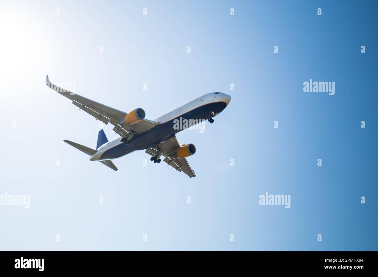 Landing preparation of a large commercial aircraft white apporaching ...
