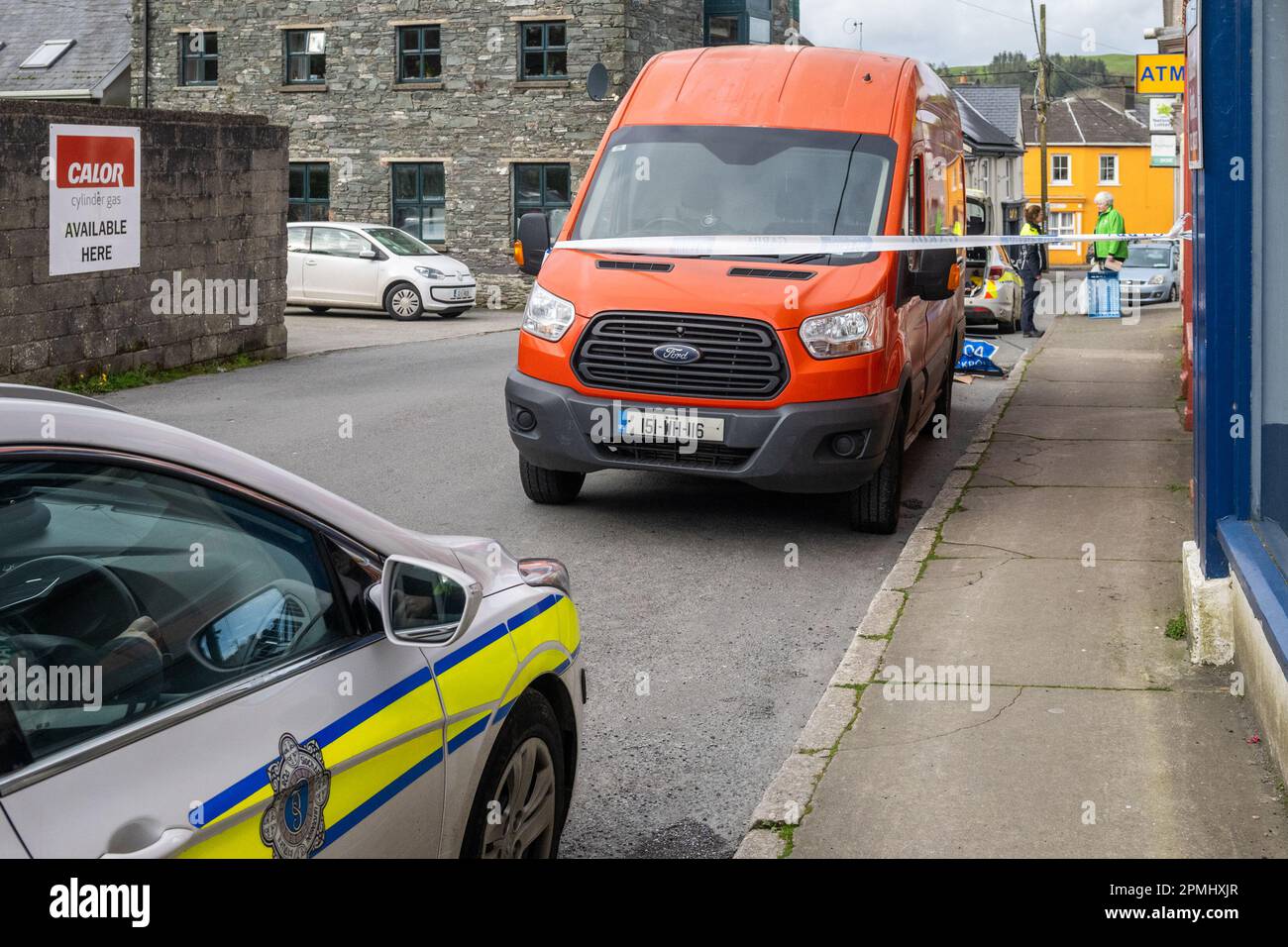 Union Hall, West Cork, Ireland. 13th Apr, 2023. A pedestrian in his 70's has passed away after a bread van collided with him in Main Street, Union Hall. The collision happened at 8.30 this morning and two Gardai have been preserving the scene since this morning. Forensic Collision Investigators examined the scene this afternoon and a recovery truck has since taken the bread van away, with the road reopened to traffic and pedestrians. Credit: AG News/Alamy Live News Stock Photo