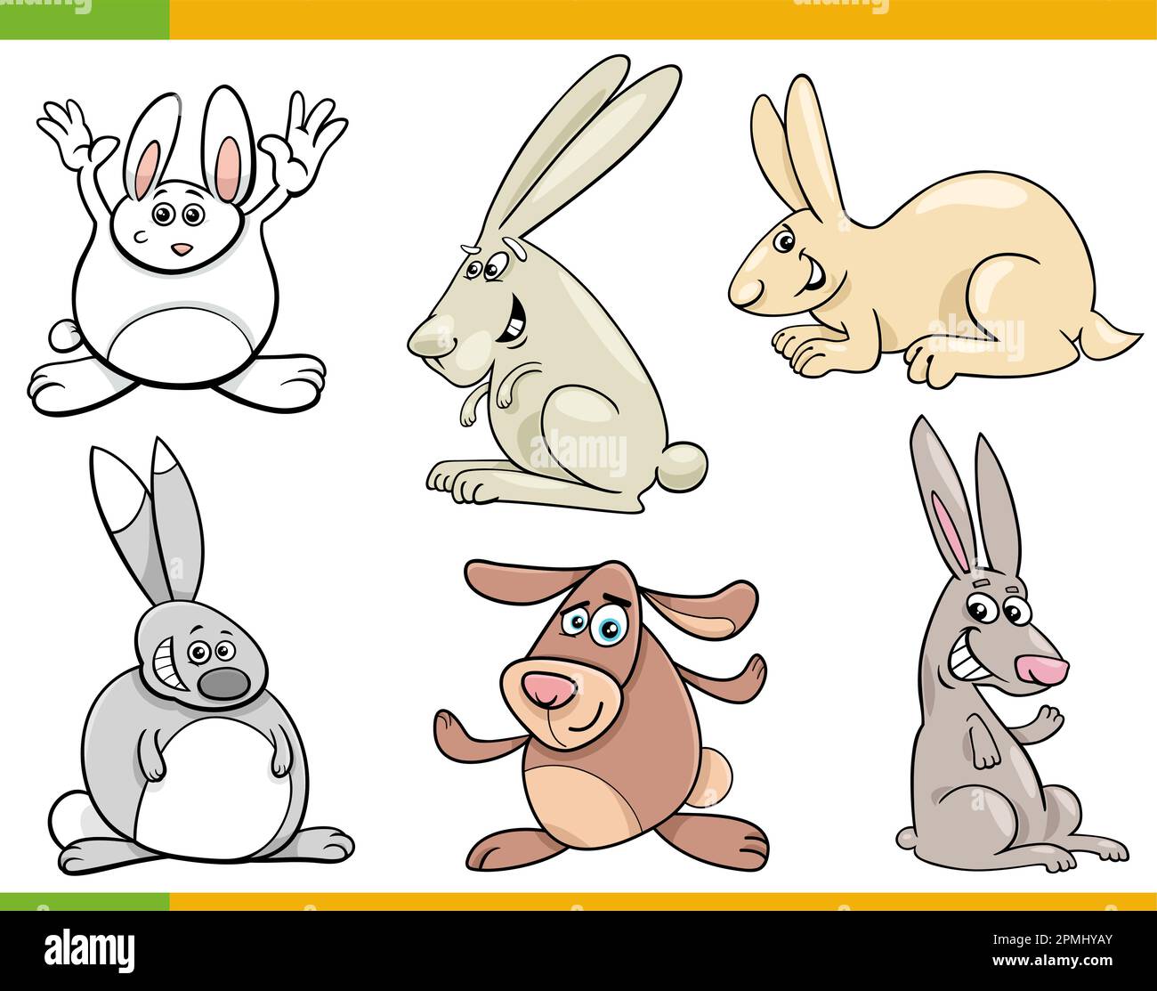 Cartoon illustration of happy rabbits animal characters set Stock Vector Image & Art Alamy