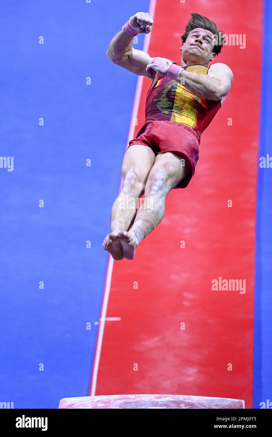 Antalya, Turkey. 13th Apr, 2023. Belgian gymnast Luka Van den Keybus