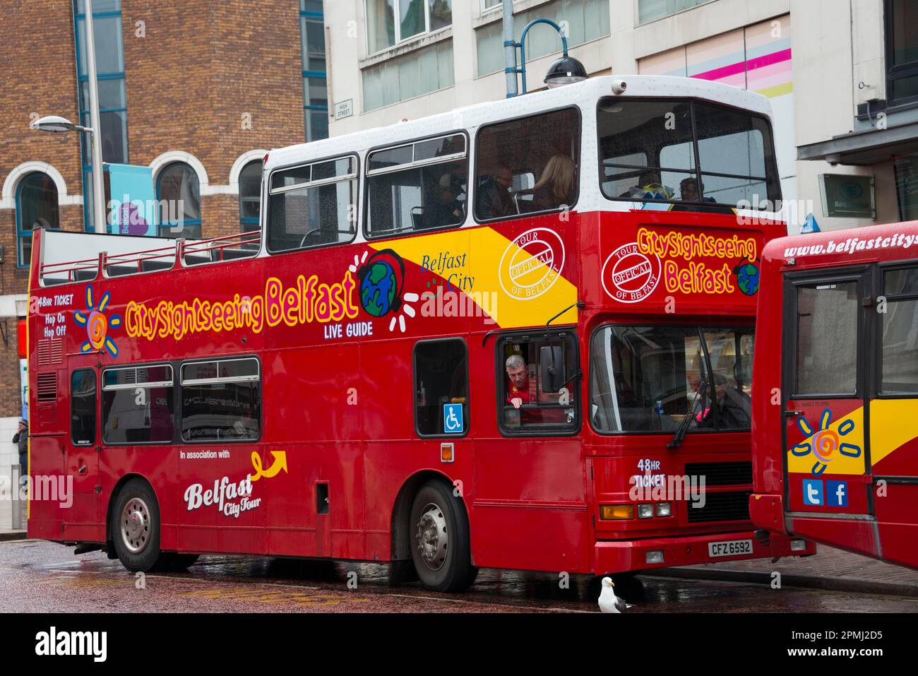City Sightseeing Bus, Double Decker Bus, Belfast, Northern Ireland, United Kingdom Stock Photo