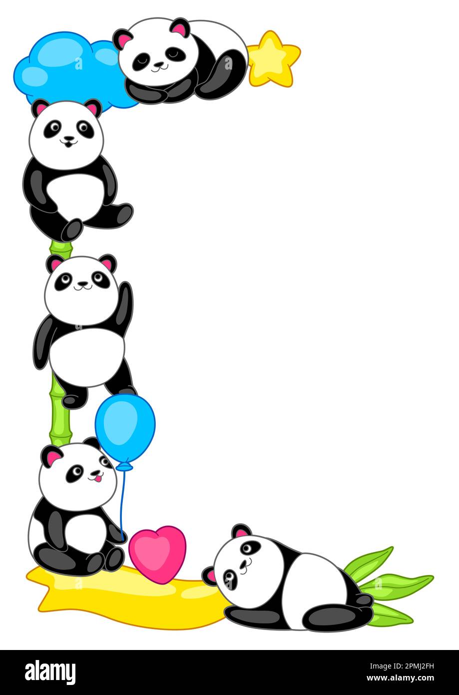 Panda sitting on cloud cute creative kawaii Vector Image