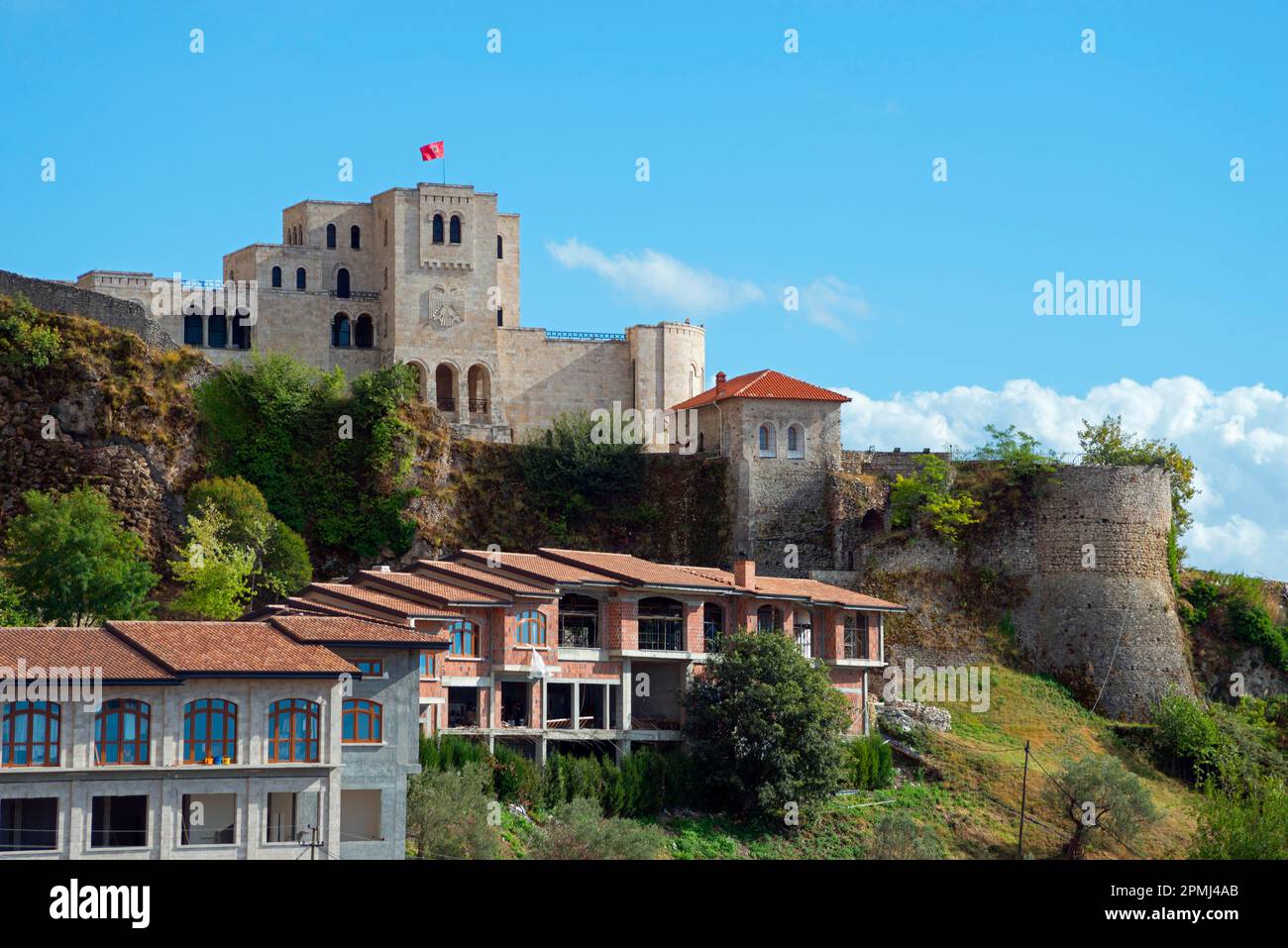 Fortress with Skanderbeg Museum, Kruja, Albania, Kruje Stock Photo