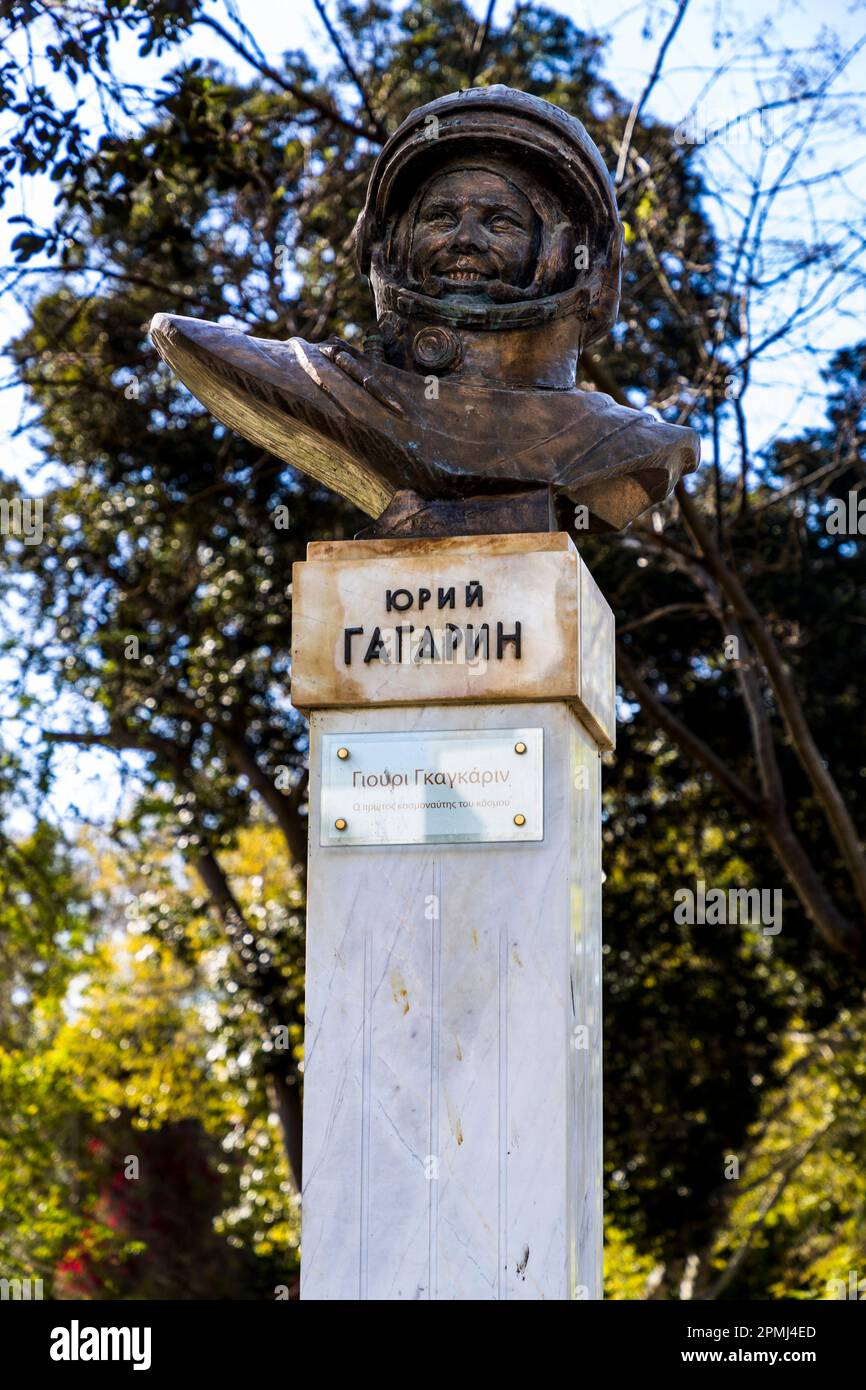 Monument to the astronaut Yuri Gagarin in Nicosia Municipality, Cyprus Stock Photo