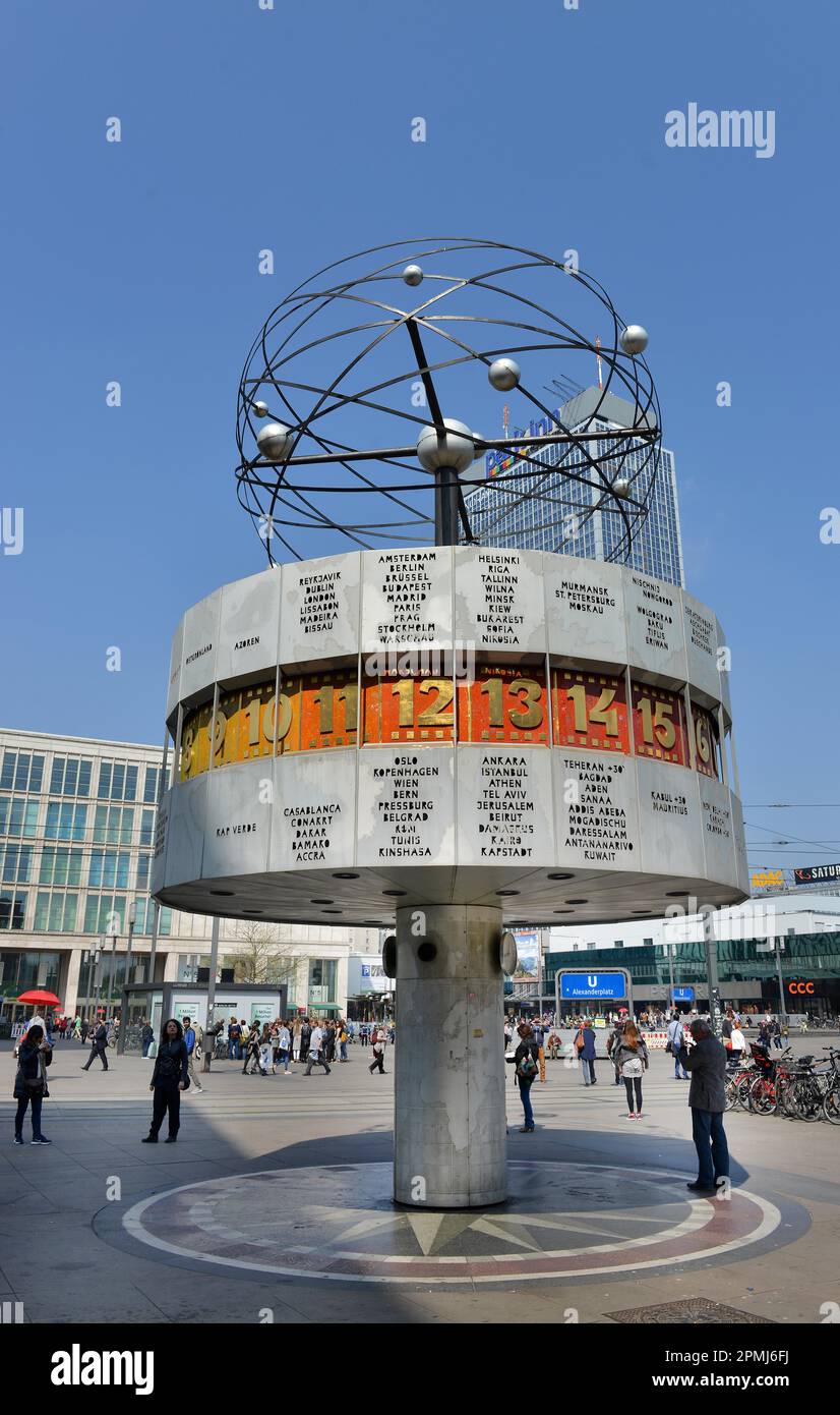 World Time Clock, Alexanderplatz, Mitte, Berlin, Germany Stock Photo