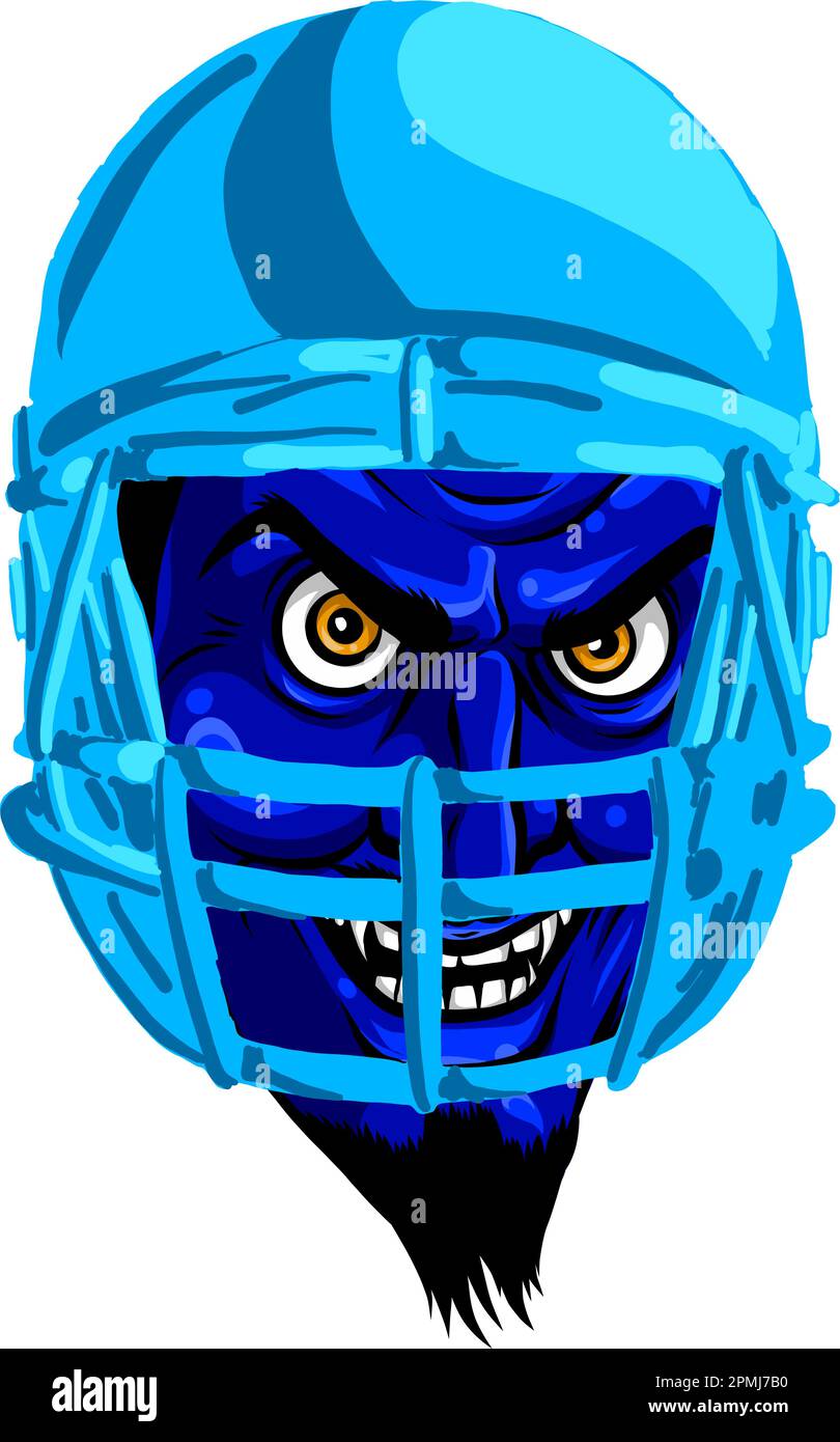 Graphic Vector lllustration of a Snarling American Football Devil Demon Mascot on Football Helmet Stock Vector