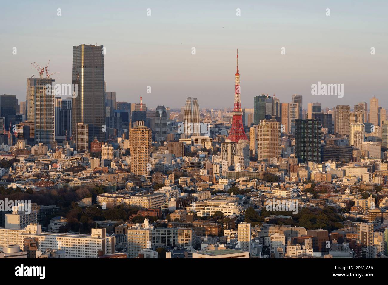 Tokyo, Japan. 9th Feb, 2023. The skyline urban cityscape at sunset viewed  from Ebisu.The population of Tokyo is about 13.9 million people while the  metropolitan area is about 40 million people, making