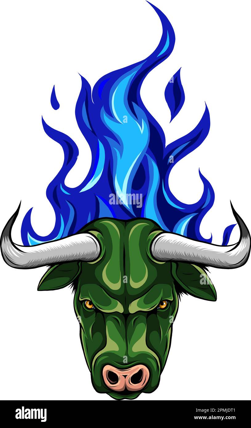 Aggressive Bull with Fire on the Background vector illustration design Stock Vector
