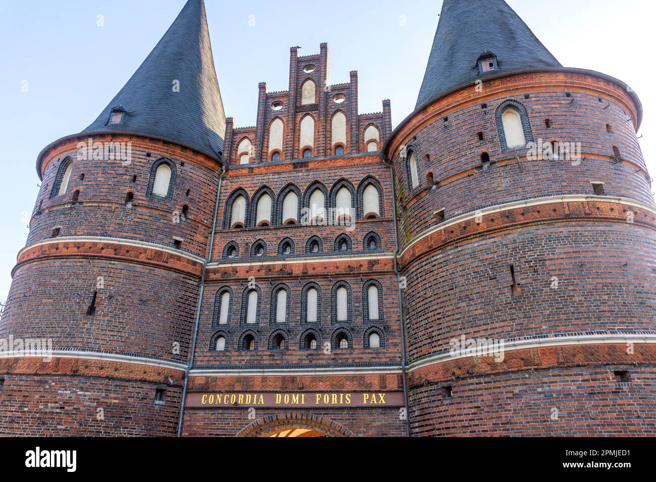 15th century Holstentor (Holsten Gate), Holstentorplatz, Lübeck, Schleswig-Holstein, Federal Republic of Germany Stock Photo