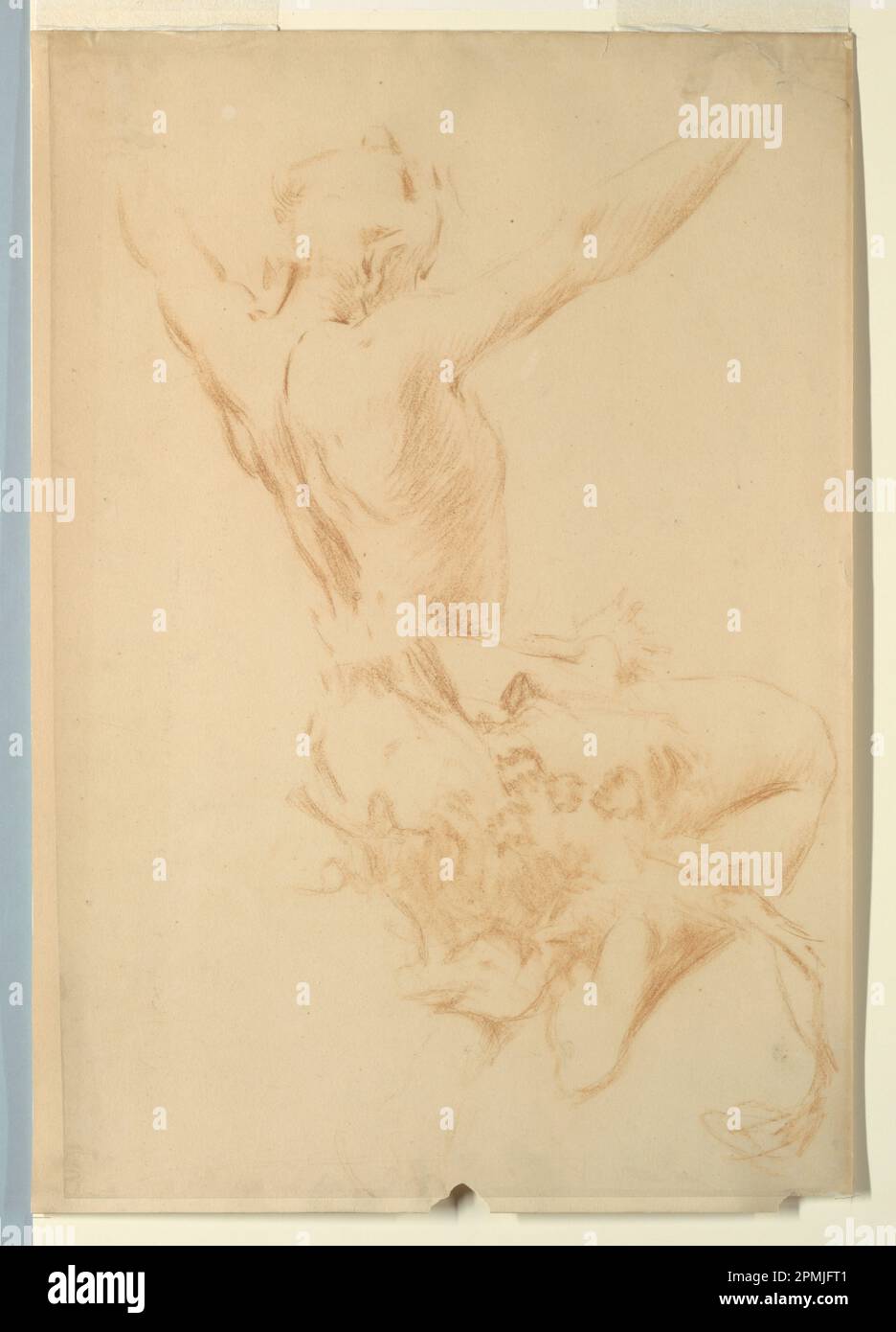 Drawing, Study for a the maenad, “Vintage Festival,” Mendelssohn Glee Club, New York, NY; Robert Frederick Blum (American, 1857–1903); USA; black, brown pastel crayon on tracing paper mounted on board; 48.1 × 33.2 cm (18 15/16 × 13 1/16 in.) Stock Photo