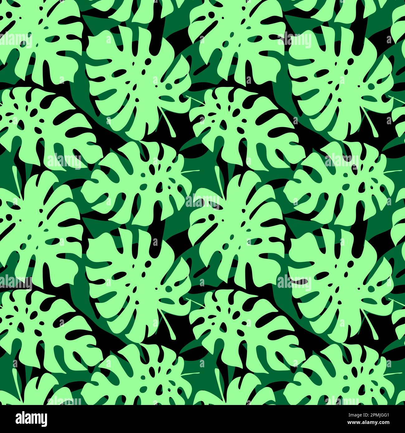 tropical leaves seamless black and green pattern, texture, background ...