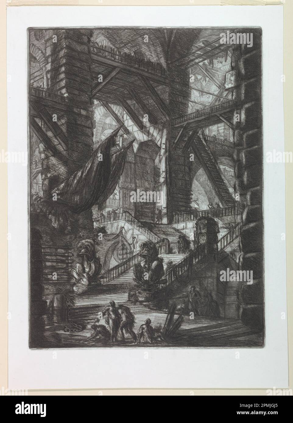 Print, Carceri Series, Plate VIII; Giovanni Battista Piranesi (Italian, 1720–1778); Italy; etching; 55.0x 40.3 cm (plate mark) Stock Photo