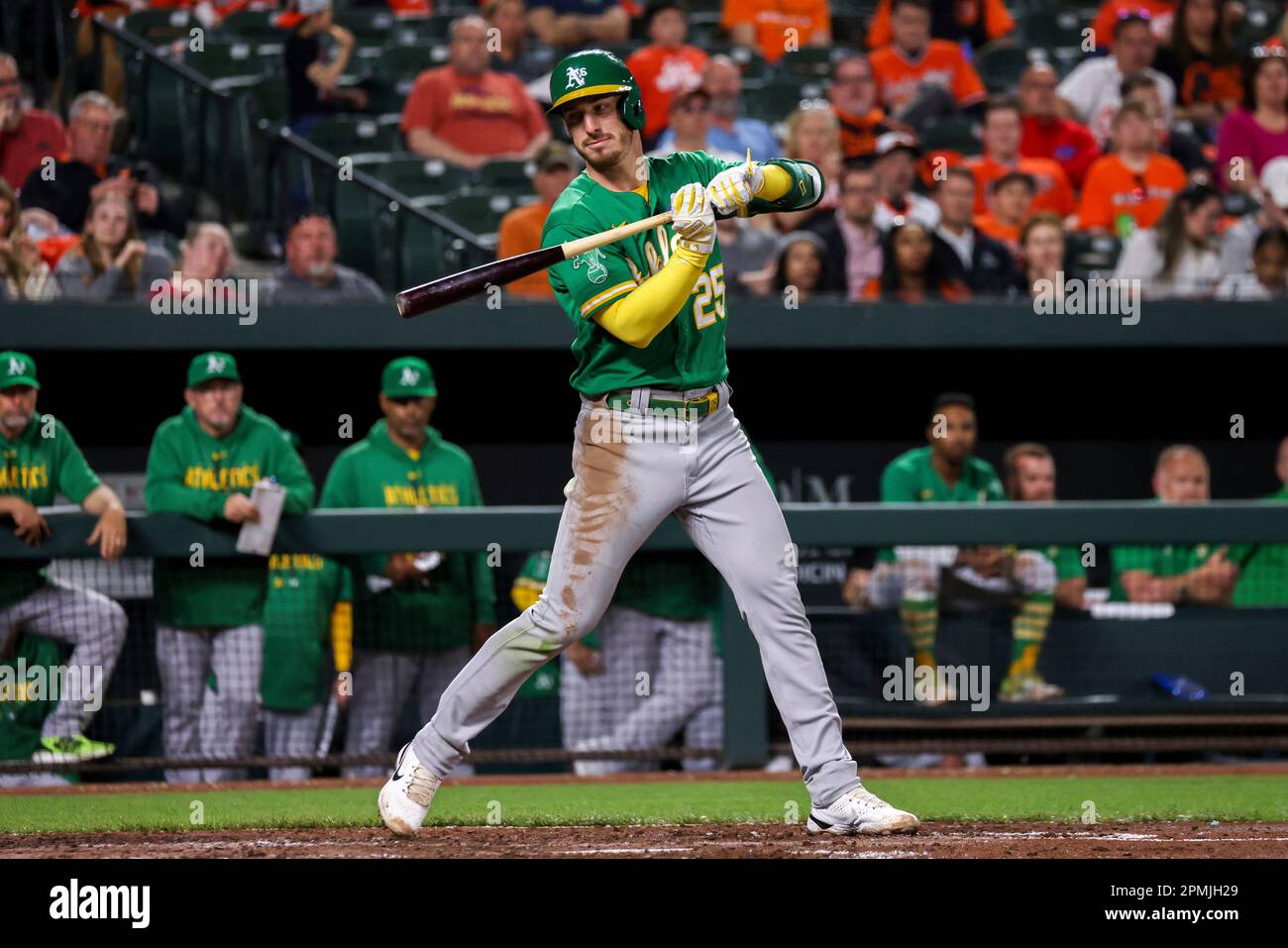 Oakland Athletics left fielder Brent Rooker (25) during a baseball game