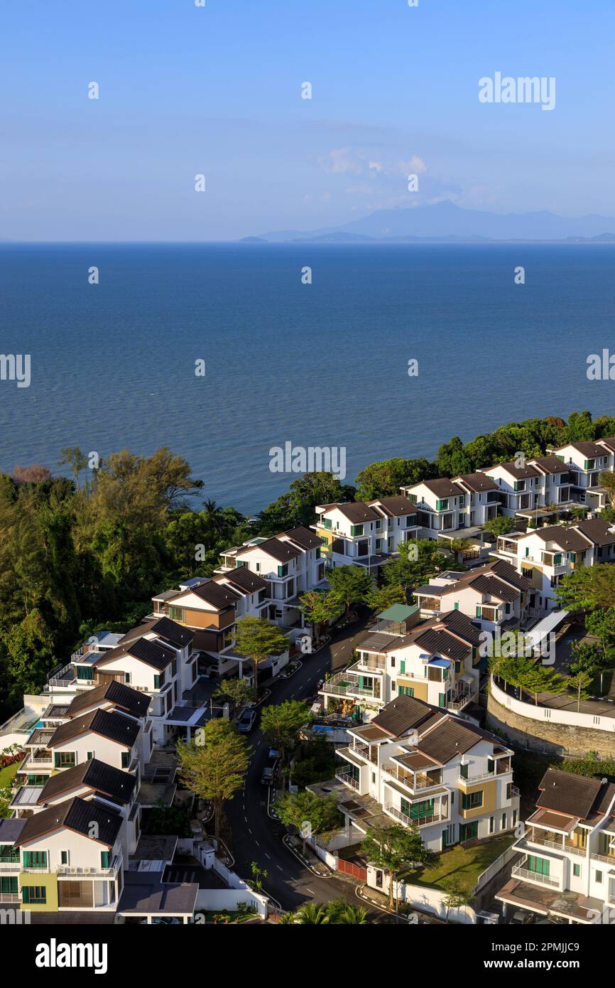 Aerial view of modern homes in a housing real estate development in