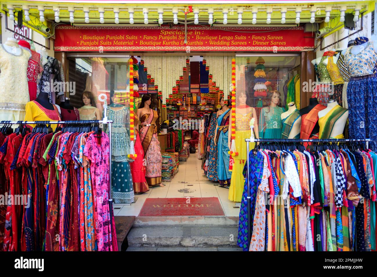 Penang, Malaysia February 15, 2023 Exterior of traditional Indian clothing store