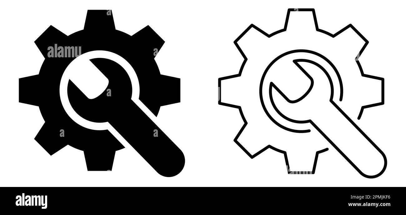 Simple wrench and gear icon. Vector illustration Stock Vector Image