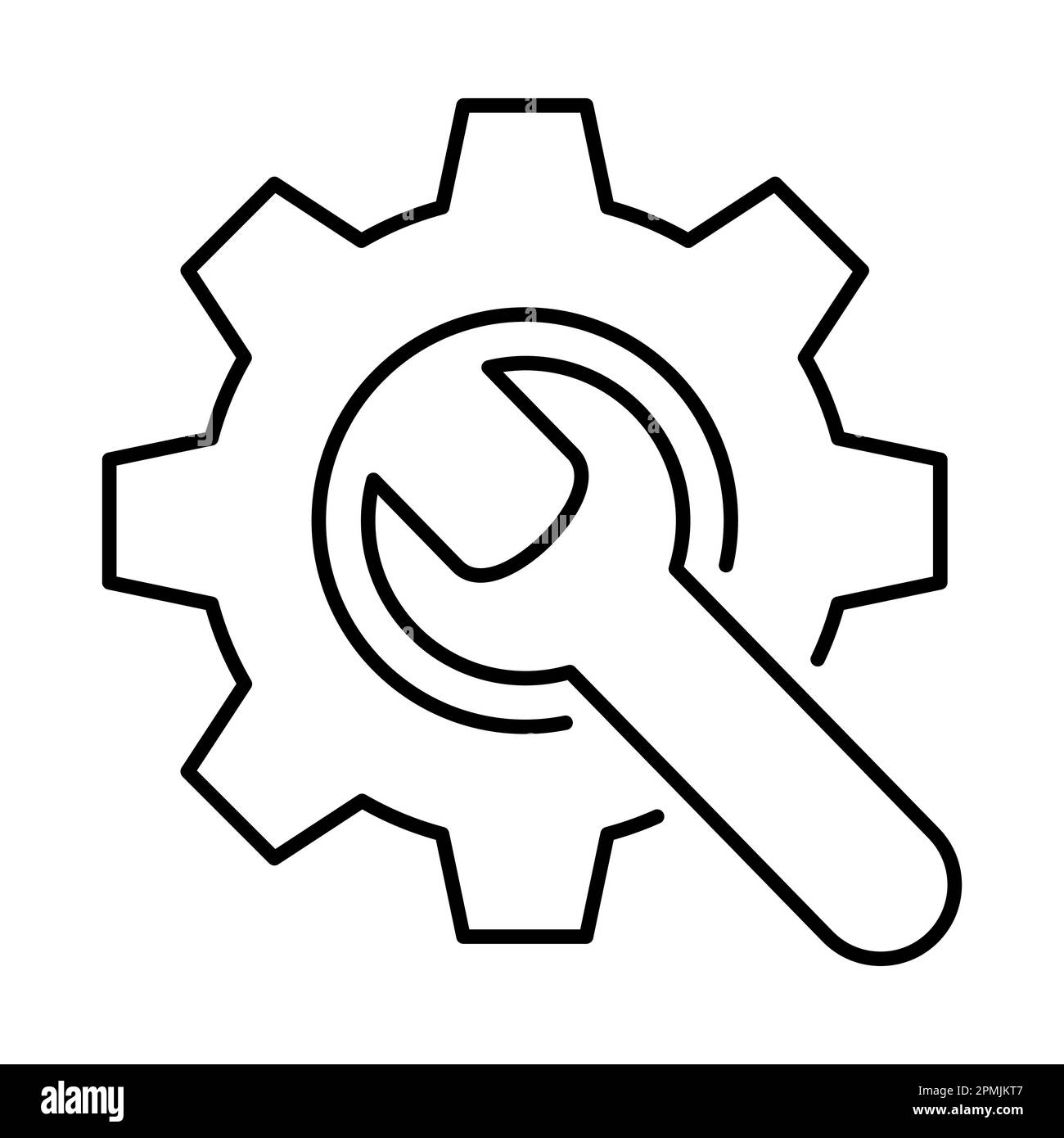 Wrench and gear line icon. Design can use for web and mobile app