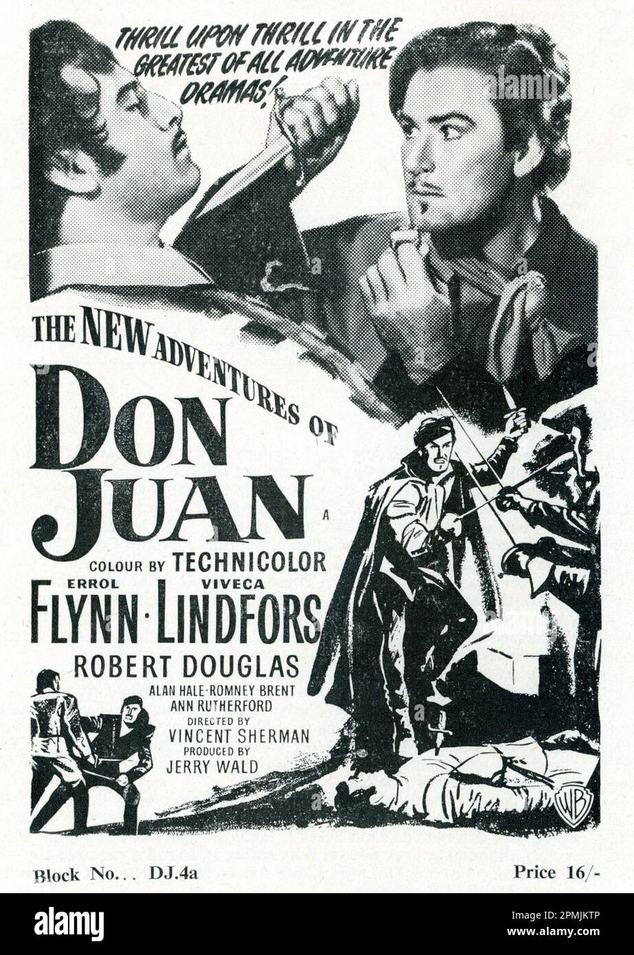 ERROL FLYNN VIVECA LINDFORS and ROBERT DOUGLAS in THE NEW ADVENTURES OF DON JUAN (in UK) / ADVENTURES OF DON JUAN (US) 1948 director VINCENT SHERMAN story Herbert Dalmas music Max Steiner producer Jerry Wald Warner Bros. Stock Photo