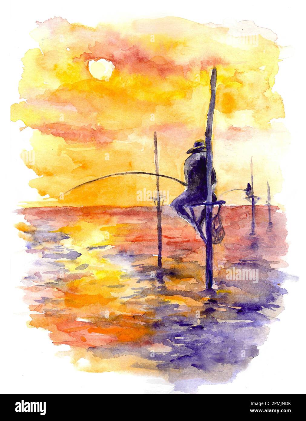 Watercolor painting sri lanka in hi-res stock photography