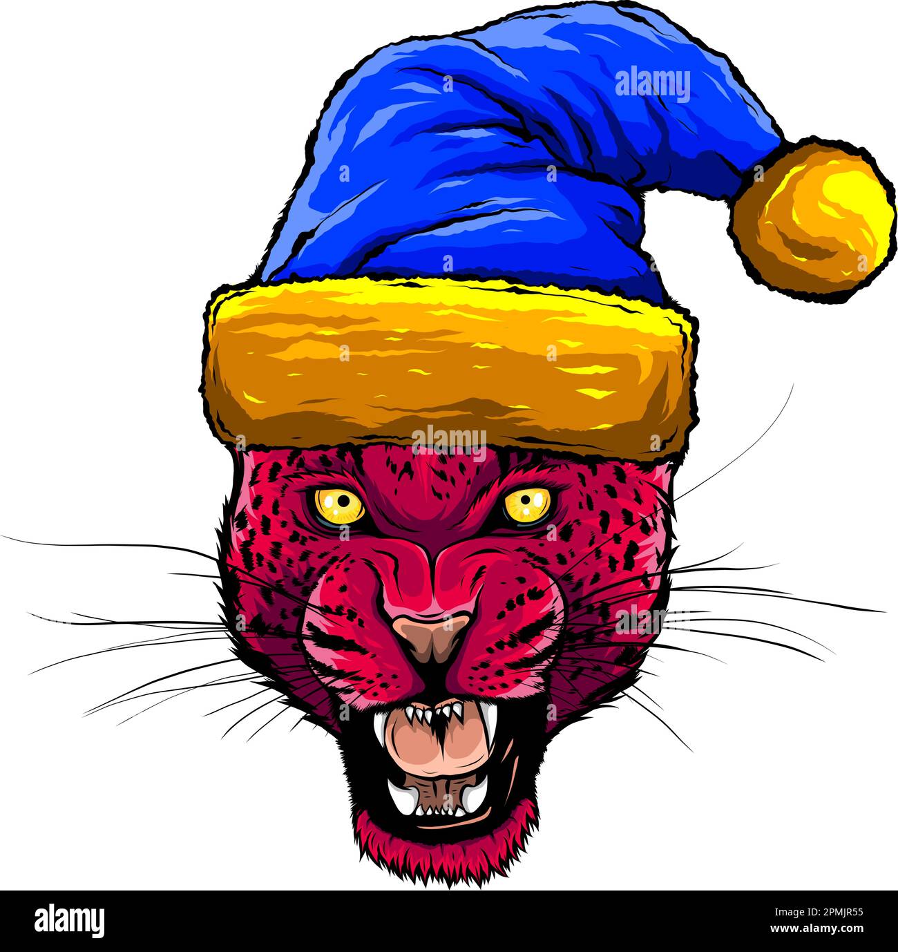 Cute cheetah wearing a Christmas hat vector Stock Vector Image & Art ...